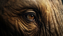 Wrinkled Elephant Trunk, Macro Portrait, Selective Focus Generated By AI