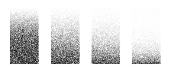 Poster - Set of fading rectangular gradients. Black dotted texture element collection. Stippled shade object pack. Noise grain dotwork shapes. Halftone effect illustrations bundle. Vector illustration
