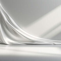 Poster - Empty curtains window on white background with Generative Ai.