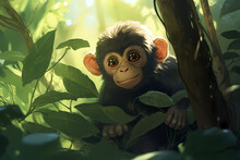 Little Monkey In The River Anime Style