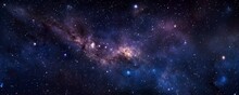 A Photo Of Very Dark Starry Night Space Taken From James Webb Space Telescope, Night Sky, Dark Black And Dark Blue Tone, Nebula, AI Generative