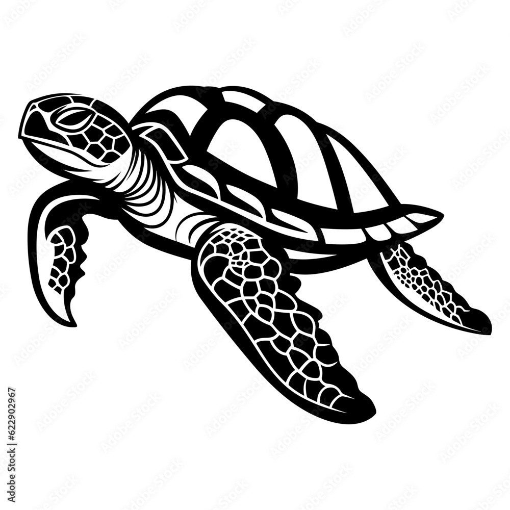 Turtle swimming black silhouette logo svg vector Stock Vector | Adobe Stock