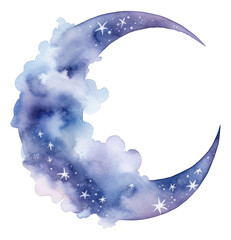 watercolor celestial moon isolated.