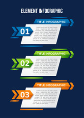 Poster - Arrow infographic elements. Business concept with 3 options. Vector illustration. Can be used for workflow layout, diagram, step by step infographics, graph, web design. blue, green and orange colors.