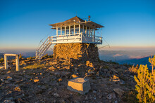 Active Fire Lookout At Sunset