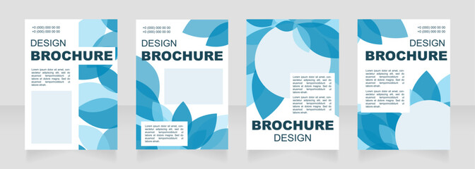 Creative blue blank brochure layout design. Leaves decor. Vertical poster template set with empty copy space for text. Premade corporate reports collection. Editable flyer paper pages