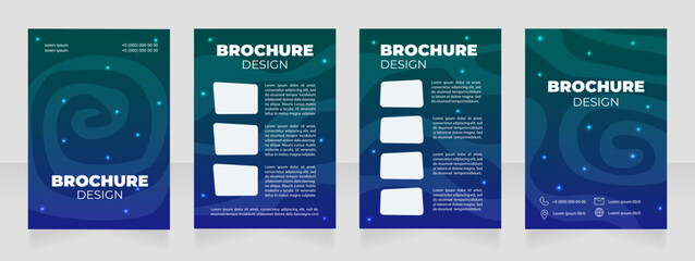 Astrologer certification program blank brochure design. Template set with copy space for text. Premade corporate reports collection. Editable 4 paper pages. Arial Black, Regular fonts used