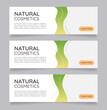 © IMG visuals icons - Natural cosmetics promotional web banner design template. Vector flyer with text space. Advertising placard with customized copyspace. Printable poster for advertising. Quicksand font used
