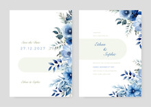 Wedding Invitations With Elegant Flowers And Leaves