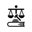 © Tareq Zamil - scales of justice and hammer on law book vector icon design.