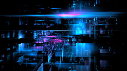 Poster - Digital future, artificial intelligence, data and information processing. Cloud technologies, digital space. 3d render