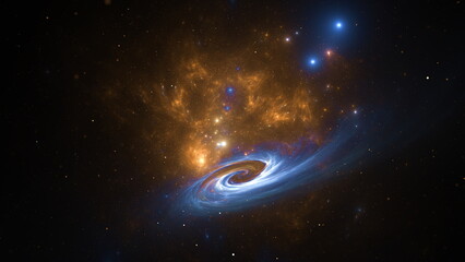 Poster - Amazing galaxy cluster of massive stars in space. Boundless universe, gas nebula in outer space. 3d render