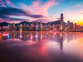 Wall Mural - Hong Kong Skyscrapers in sunset