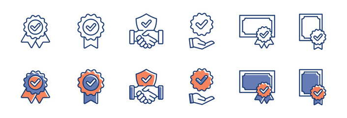 Aufkleber - verified checkmark guarantee icon set trust warranty agreement badge symbol illustration confirms approval mark vector design