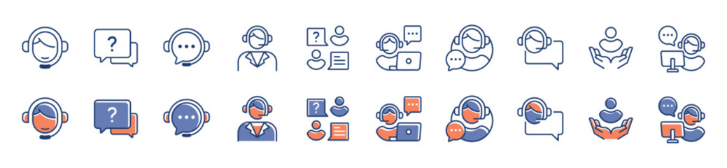 Poster - full collection of customer service icon set client online support assistance symbol vector business user care center illustration for web and app template design