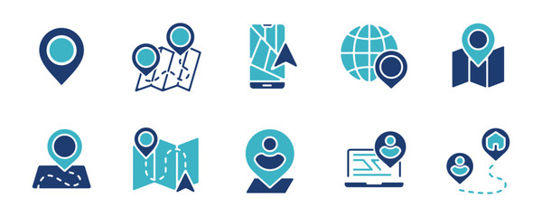 map location pinpoint icon set collection global guide navigation illustration vector for web and ap