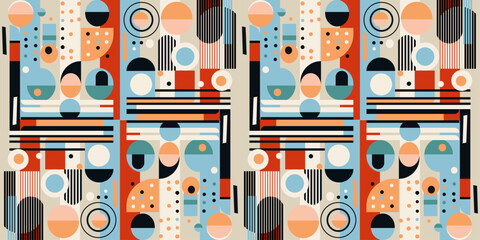 Poster - An abstract painting that can be seamless. Geometry and avant-garde creating stylish retro design paintings.