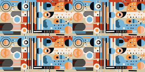 Poster - Abstract painting. Geometry and avant-garde creating stylish retro design paintings. For prints, surfaces, wallpapers, textiles, etc. Abstract seamless pattern.
