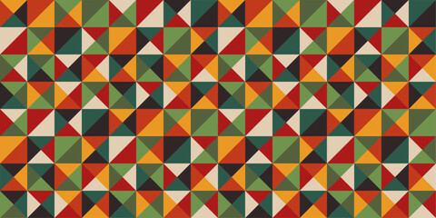 Poster - Colored mosaic pattern of triangles. Vector and seamless repeat pattern.