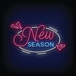 © bohlam - Neon Sign new season with brick wall background vector