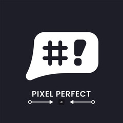 Poster - Speech bubble with symbols white solid desktop icon. Online chat. Emotional communication. Pixel perfect, outline 4px. Silhouette symbol for dark mode. Glyph pictogram. Vector isolated image