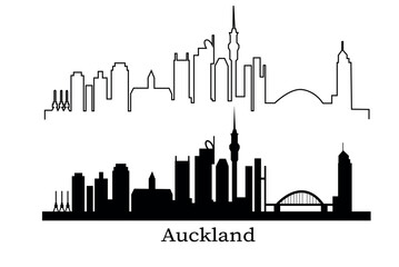 Wall Mural - Auckland vector city skyline outine silhouette