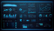 © PixxStudio - Cyber data abstract blue background and Modern digital panel screen with diagram chart. Ai generated image