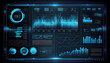 © PixxStudio - Cyber data abstract blue background and Modern digital panel screen with diagram chart. Ai generated image