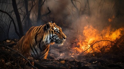 Wall Mural - fire tiger habitat