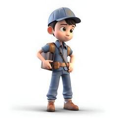 Wall Mural - 3D Render of a mechanic with a tool belt on his waist