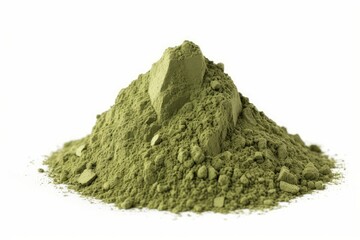 Green matcha tea powder pile. Generate Ai