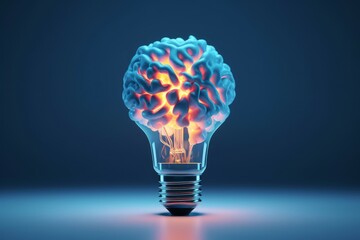 Poster - Lightbulb brain creative. Generate Ai