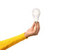 light bulb in hand isolated on transparent background