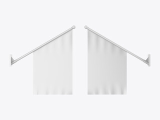 Wall Mural - Outdoor Wall Mount Flag Stander Advertising Banner  Mock Up. 3d render illustration.