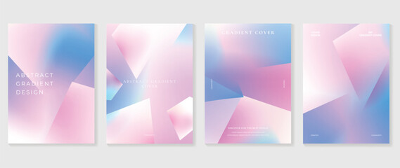 Wall Mural - idol lover posters set. cute gradient holographic background vector with pastel colors, 3d geometric