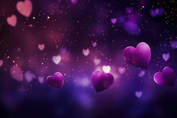 Purple valentine background with hearts