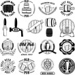 Set of beer labels, badges and design elements. Beer  barrel. Beer barrel icons. Old pub. Premium beer. Design elements in vector.
