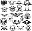 Set of Vintage motorcycle and biker t-shirt prints, emblems, labels, badges and logos.Vector design elements.