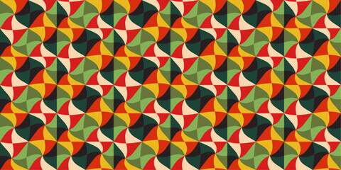 Fototapete - Colored mosaic pattern of wavy rhombs. For prints, surfaces, wallpapers, textiles, etc. Vector and seamless repeat pattern.