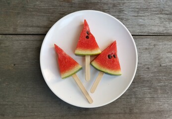 Poster - Red watermelon frits during the summer season