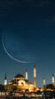 Islamic new year concept image. Suleymaniye Mosque and crescent moon