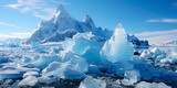 Fototapeta Do akwarium - Ice Icebergs And Snow Covered Rocks Against The Sea Created With The Help Of Artificial Intelligence