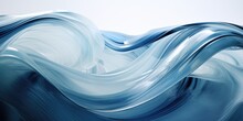 Abstract Blue Swirl Wave On White Background. Flow Liquid Lines Design Elemen, Generative Ai