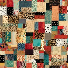 Trendy Leopard Skin Patchwork Seamless Pattern. AI Illustration..