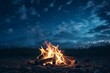 Campfire Under Starry Night Sky