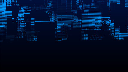 Vector abstract digital cyberspace with moving particles. Cyber security database. Matrix technology decoder. Futuristic hi-tech background with dots. High speed big data.