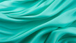 Closeup of rippled turquoise silk fabric as background.AI Generated