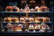 © Shooting Star Std - Pastry Shop Display Window With Cakes, Generative AI