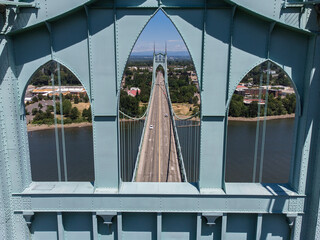 Wall Mural - Famous Portland Bridge from Above During the Day