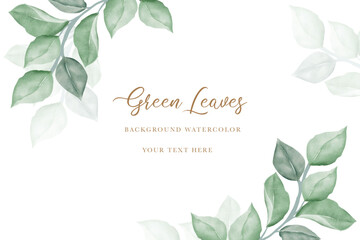 Poster - beautiful green leaves background watercolor 